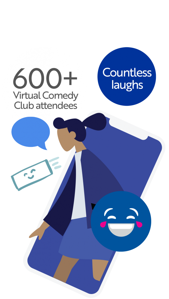 Stat: 600+Virtual Comedy Club Attendees